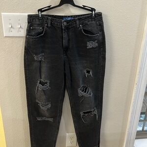 Pull & Bear Black Distressed Jeans